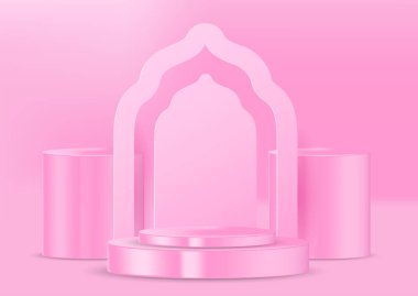 3d realistic render scene with product podium display Vector illustration