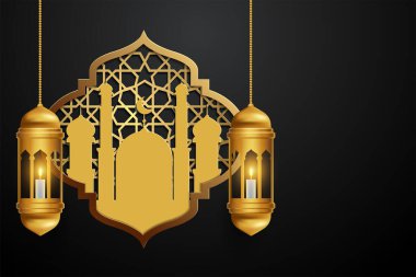 eid mubarok greeting card with islamic ornament vector illustration