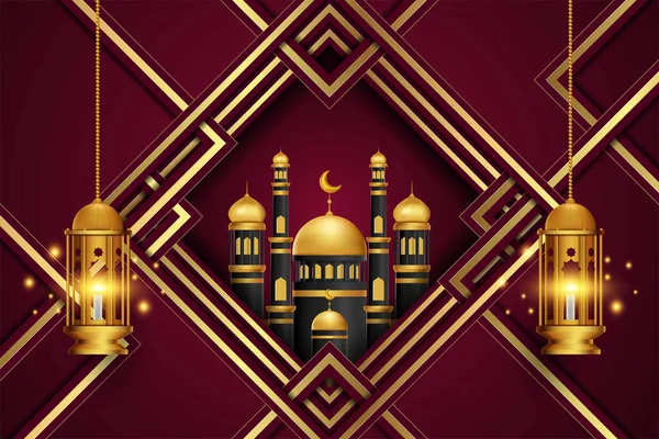 Eid Mubarok Greeting Card Islamic Ornament Vector Illustration Stockvektor