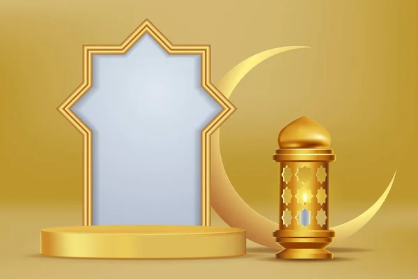Realistic Islamic Celebration Islamic Ornament Product Podium Vector Illustration Vectorbeelden