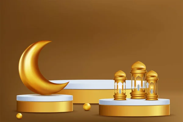 Ied Mubarok Display Podium Decoration Background Islamic Ornament Vector Illustration Jogdíjmentes Stock Illusztrációk