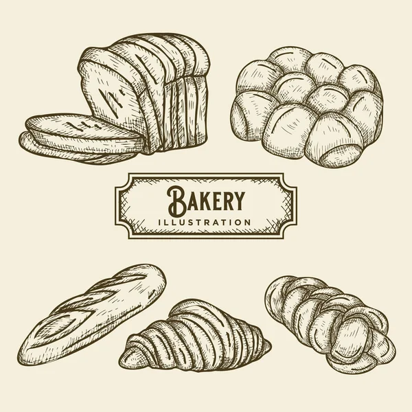 手の描かれたパン屋さんの図 — ストックベクタ