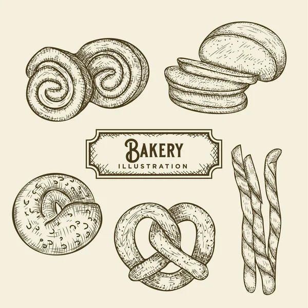 Handgezeichnete Bäckerei Illustration — Stockvektor