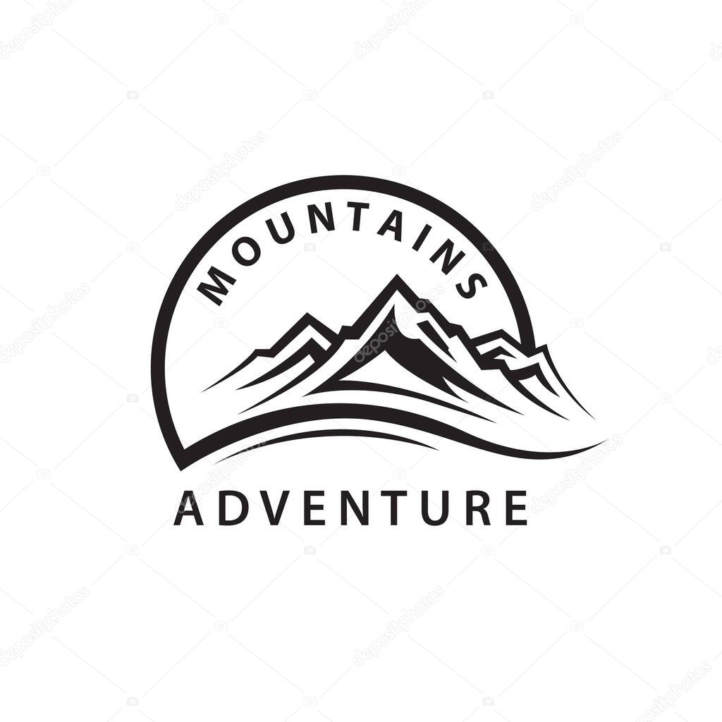 Mountain range emblem isolated on white background