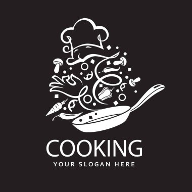 Sebze pişirme işlemi siyah arkaplanda izole edilmiş.