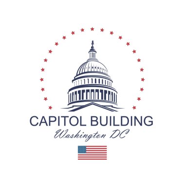 Washington DC 'deki Birleşik Devletler Kongre Binası ikonu beyaz arka planda izole edildi