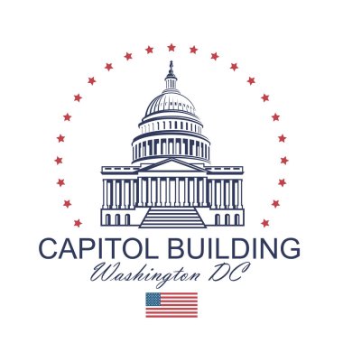 Washington DC 'deki Birleşik Devletler Kongre Binası ikonu beyaz arka planda izole edildi