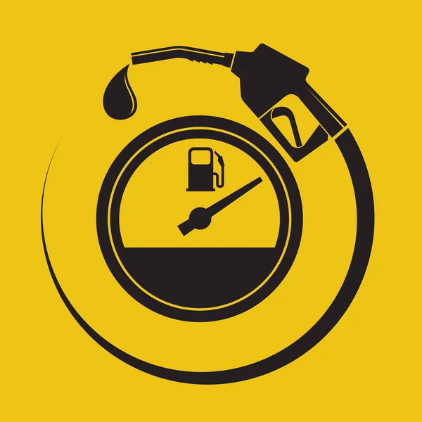 Benzinpumpe Zapfpistole Plakat Isoliert Auf Gelbem Hintergrund — Stockvektor