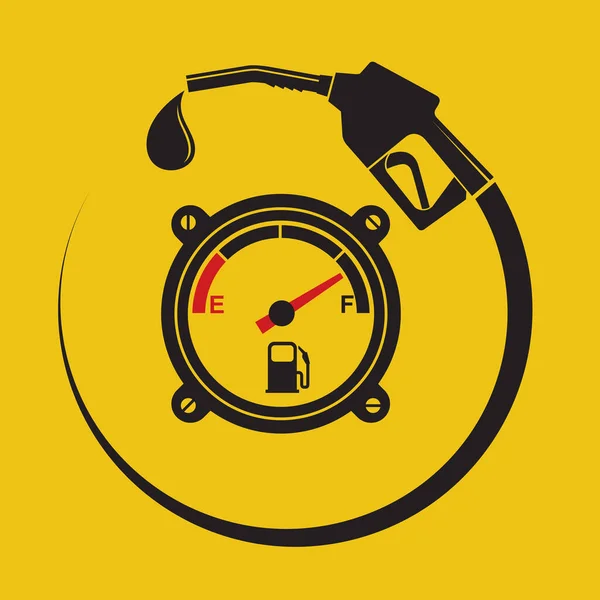 Benzine Pomp Mondstuk Poster Geïsoleerd Gele Achtergrond — Stockvector
