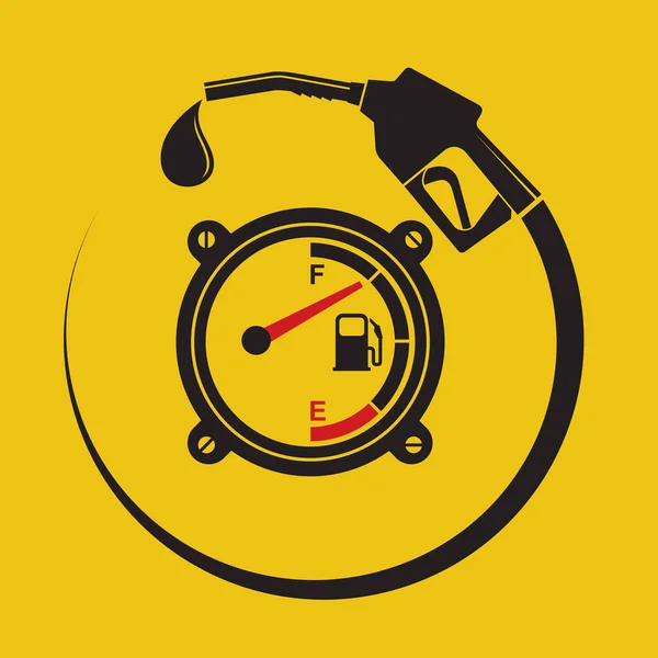 Плакат Сопла Бензинового Топливного Насоса Изолирован Желтом Фоне — стоковый вектор