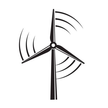 Beyaz arkaplanda rüzgar türbini izole edilmiş yenilenebilir enerji simgesi