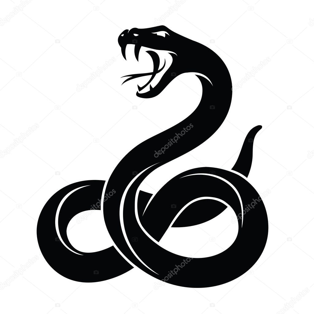 Illustration of black snake isolated on white background