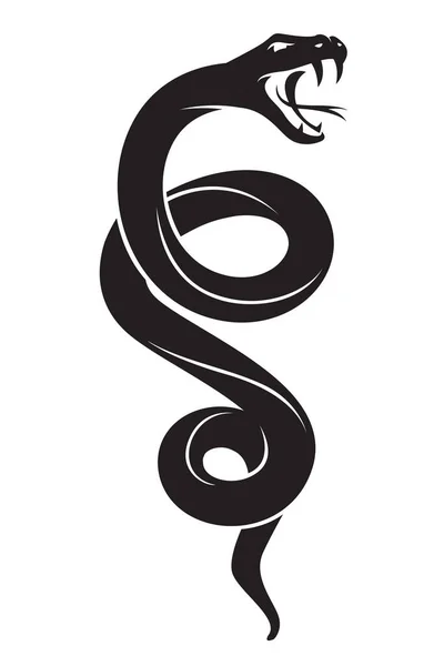 Illusztráció Fekete Kígyó Elszigetelt Fehér Alapon — Stock Vector
