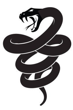 Beyaz arkaplanda izole edilmiş siyah yılan çizimi