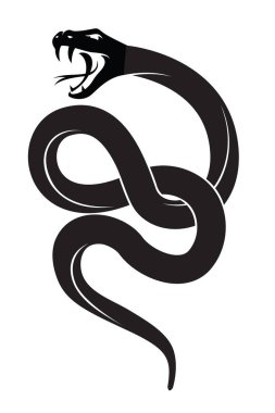 Beyaz arkaplanda izole edilmiş siyah yılan çizimi