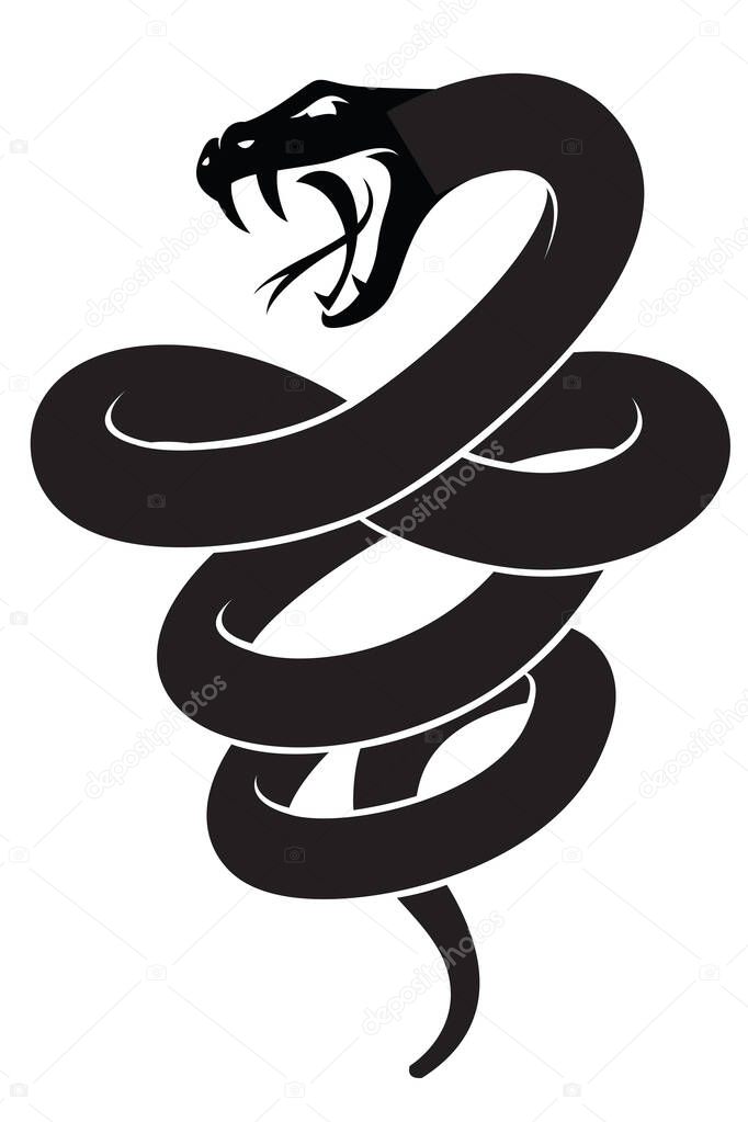 Illustration of black snake isolated on white background