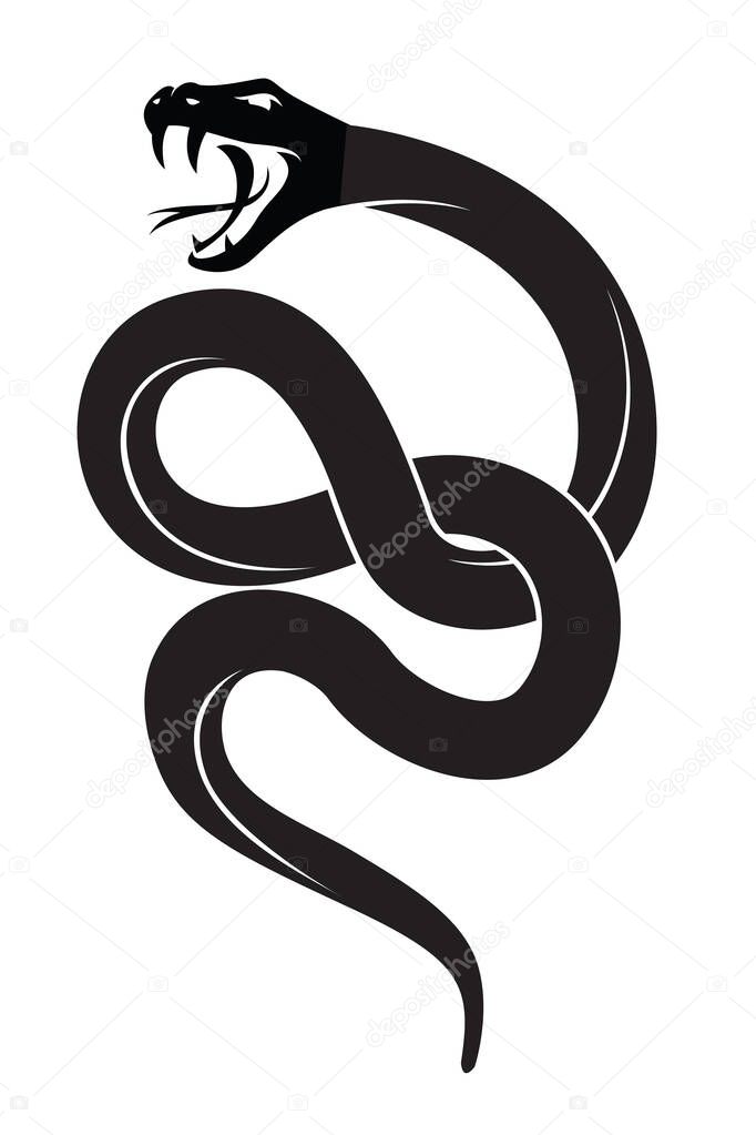 Illustration of black snake isolated on white background