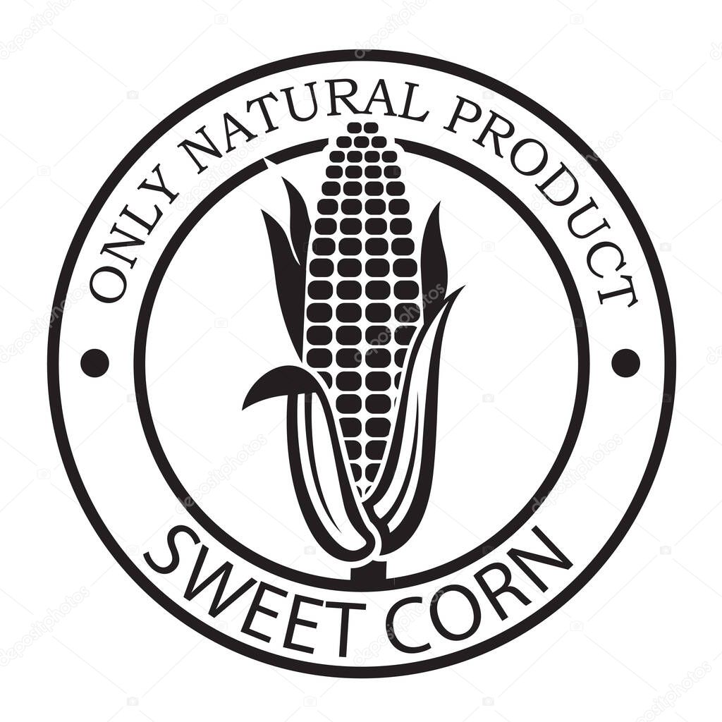 Corn cob stamp isolated on white background