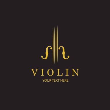 altın keman simgesi siyah arkaplanda izole