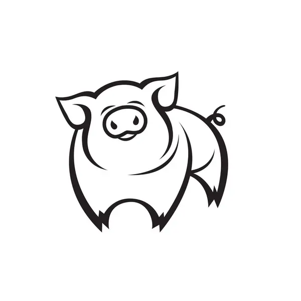Monochrome Illustration Pig Isolated White Background Royalty Free Stock Vectors