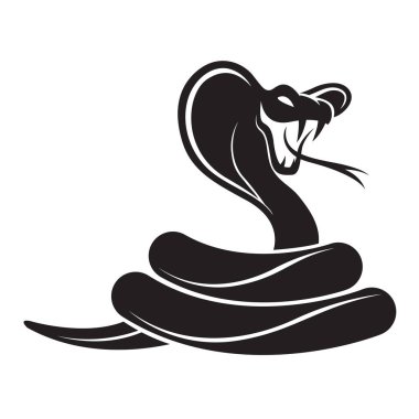 Beyaz arkaplanda izole edilmiş siyah kobranın çizimi