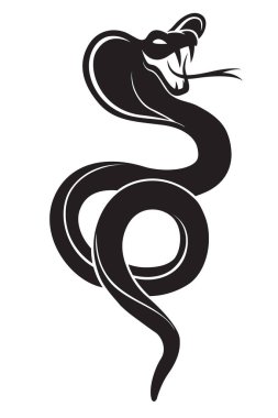 Beyaz arkaplanda izole edilmiş siyah kobranın çizimi