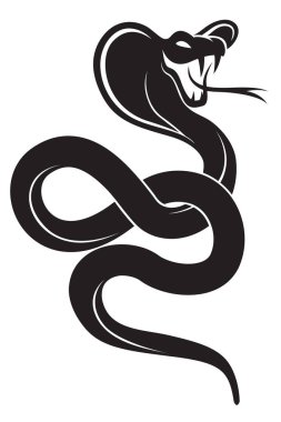 Beyaz arkaplanda izole edilmiş siyah kobranın çizimi