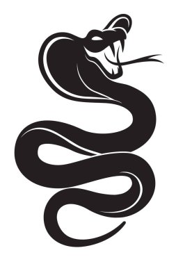 Beyaz arkaplanda izole edilmiş siyah kobranın çizimi