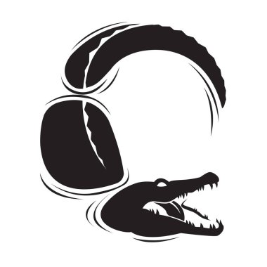 Beyaz arkaplanda izole edilmiş timsah simgesi