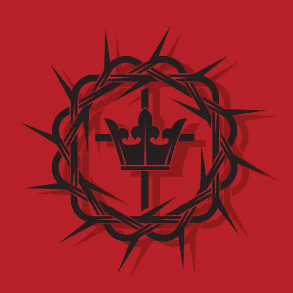 Black Crown Thorns Image Isolated Red Background Vector Graphics