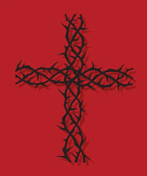 Cross Thorns Image Isolated Red Background Royalty Free Stock Vectors