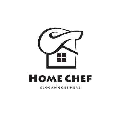 Beyaz arka planda izole edilmiş şapkası olan tek renkli ev aşçısı simgesi