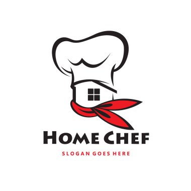 Beyaz arka planda izole edilmiş şapkası olan tek renkli ev aşçısı simgesi