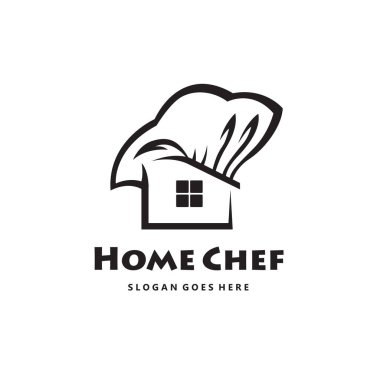 Beyaz arka planda izole edilmiş şapkası olan tek renkli ev aşçısı simgesi