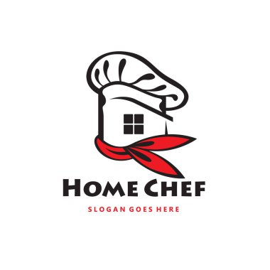 Beyaz arka planda izole edilmiş şapkası olan tek renkli ev aşçısı simgesi