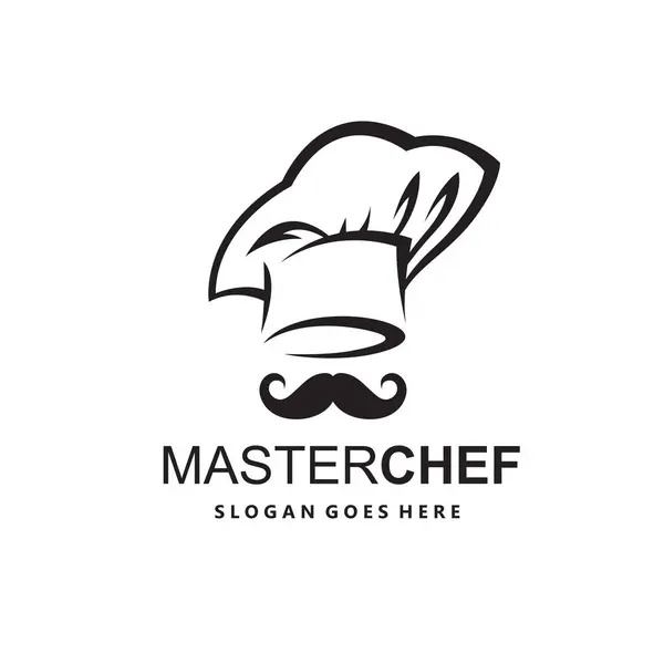 Illustration Monochrome Mustachioed Chef Isolated White Background — Stock Vector