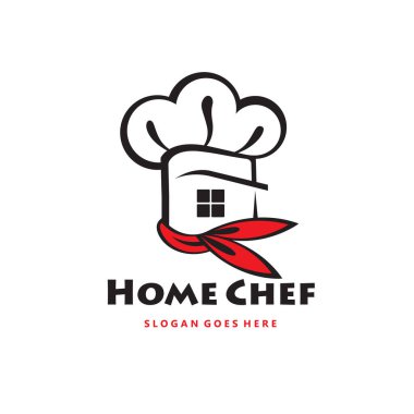 Beyaz arka planda izole edilmiş şapkası olan tek renkli ev aşçısı simgesi