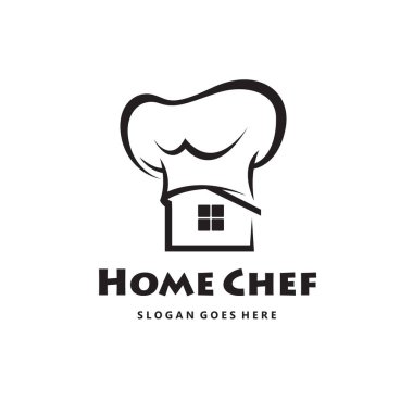 Beyaz arka planda izole edilmiş şapkası olan tek renkli ev aşçısı simgesi