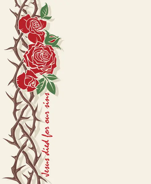 Bannière Couronne Épine Avec Des Roses Sur Fond Beige Graphismes Vectoriels