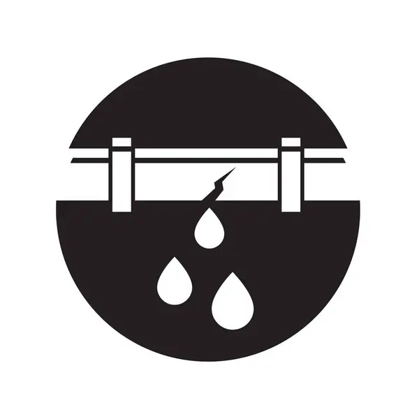 Ikona Serwisu Hydraulicznego Przeciekającą Rurą Kałużą Wody Izolowana Białym Tle Grafika Wektorowa