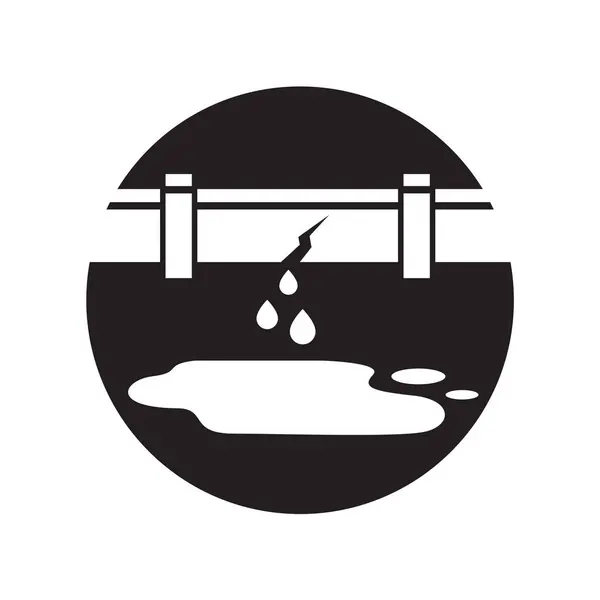 Ikona Serwisu Hydraulicznego Przeciekającą Rurą Kałużą Wody Izolowana Białym Tle Ilustracja Stockowa