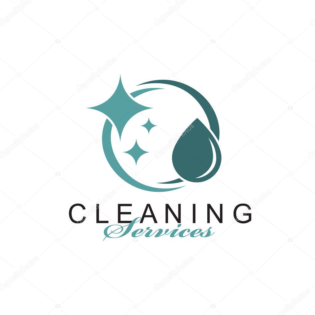 Cleaning service design with sparkle stars and drop isolated on white background
