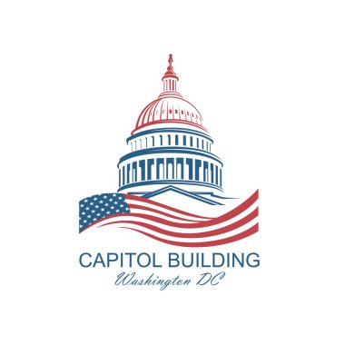 Washington DC 'deki Birleşik Devletler Kongre Binası ikonu beyaz arka planda izole edildi