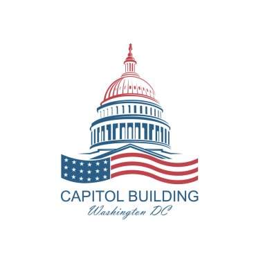 Washington DC 'deki Birleşik Devletler Kongre Binası ikonu beyaz arka planda izole edildi