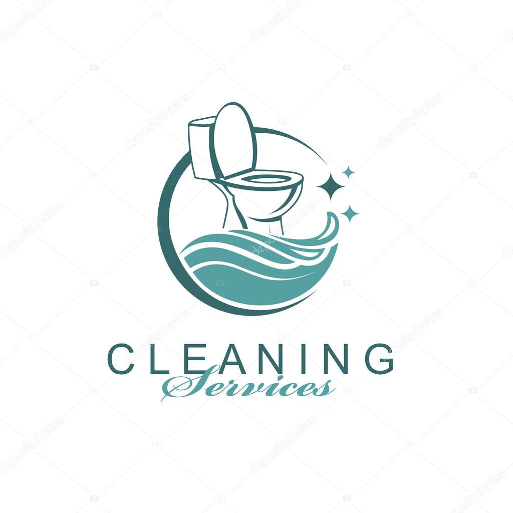 Cleaning service design with toilet bowl isolated on white background