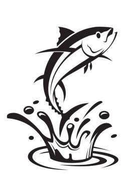 Atlayan balık ve sıçrama beyaz arka planda izole