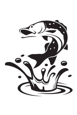 Atlayan balık ve sıçrama beyaz arka planda izole