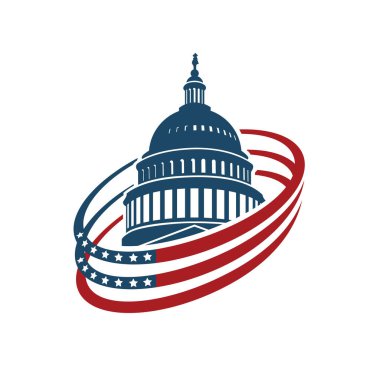 Washington DC 'deki Birleşik Devletler Kongre Binası ikonu beyaz arka planda izole edildi