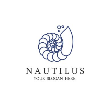 Beyaz arkaplanda izole edilmiş notilus kabuğu etiketi