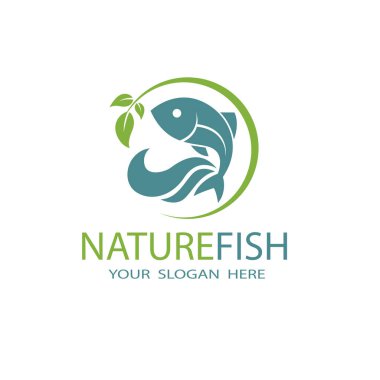 Beyaz zemin üzerinde izole dalgalar ile doğa balık simgesi